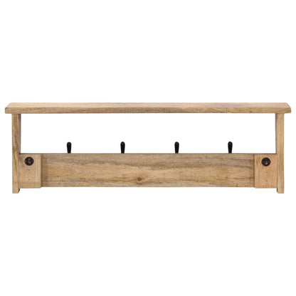 vidaXL Wall-mounted Coat Rack with 4 Hooks Solid Wood Mango 3