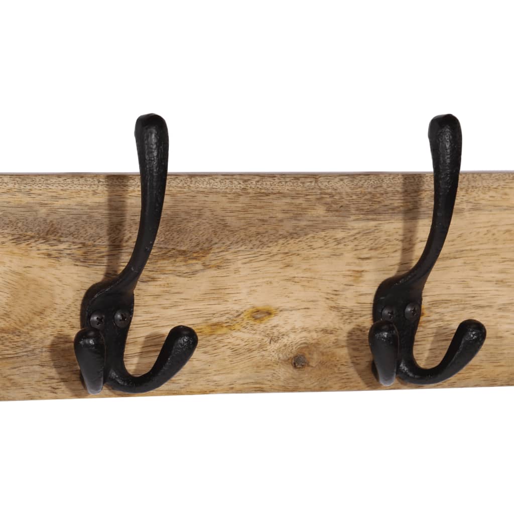 vidaXL Wall-mounted Coat Rack with 4 Hooks Solid Wood Mango 5