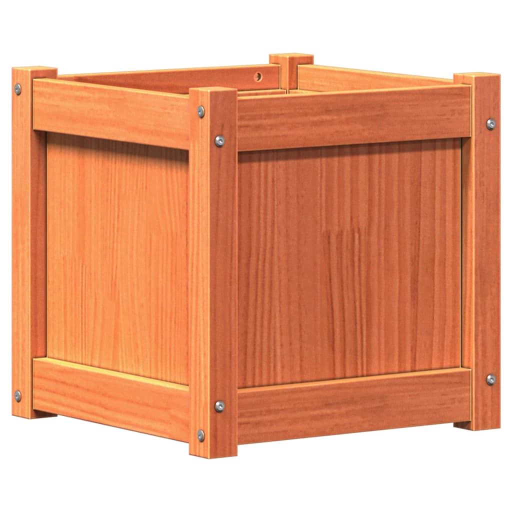 vidaXL Garden Planters 2 pcs Wax Brown Solid Wood Pine 4