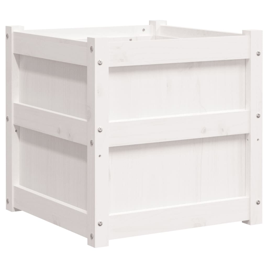 vidaXL Garden Planter White 50x50x50 cm Solid Wood Pine 2