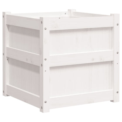 vidaXL Garden Planter White 50x50x50 cm Solid Wood Pine 2