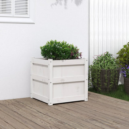 vidaXL Garden Planter White 50x50x50 cm Solid Wood Pine 1