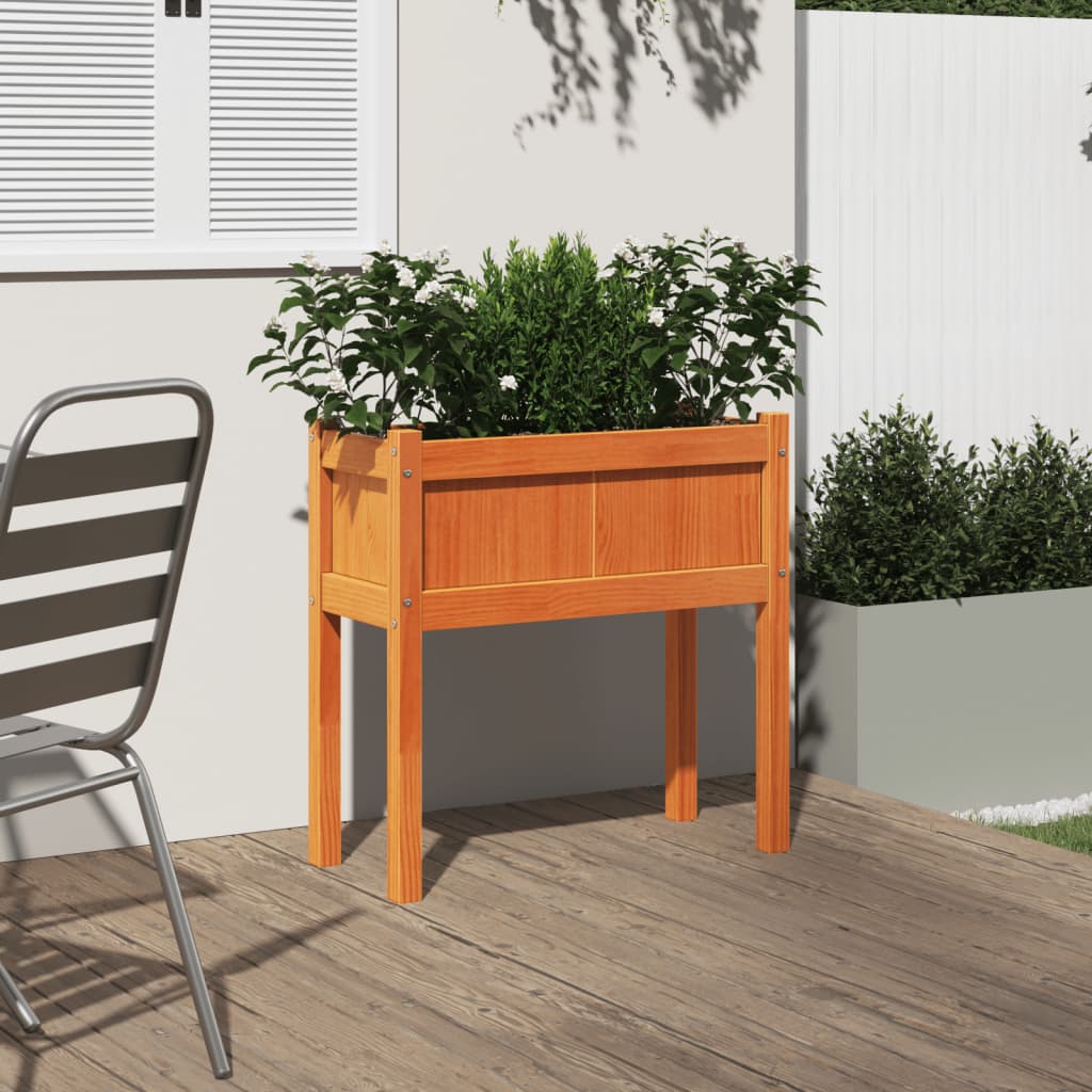 vidaXL Garden Planter with Legs Wax Brown 70x31x70 cm Solid Wood Pine 3
