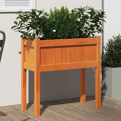 vidaXL Garden Planter with Legs Wax Brown 70x31x70 cm Solid Wood Pine 1