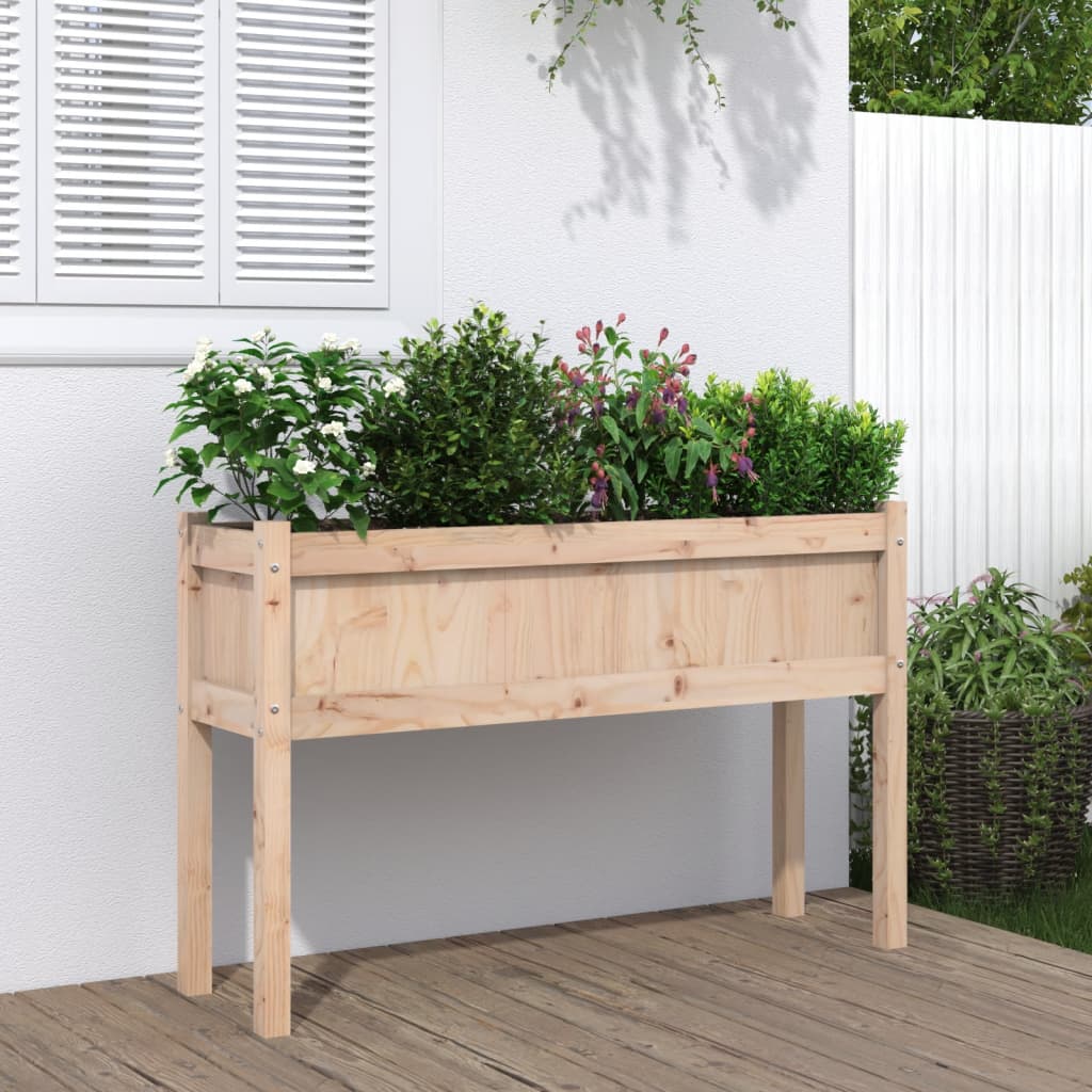 vidaXL Garden Planter with Legs 110x31x70 cm Solid Wood Pine 1