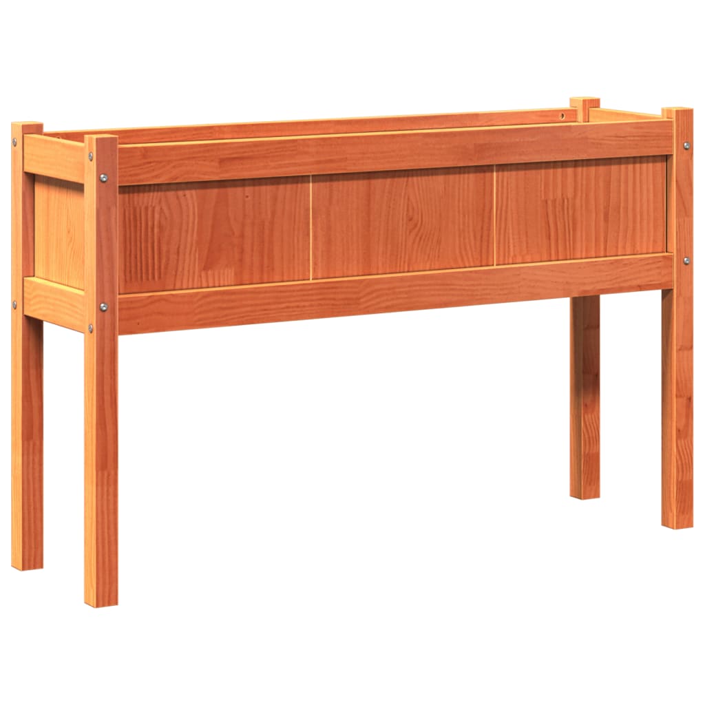 vidaXL Garden Planter with Legs Wax Brown 110x31x70 cm Solid Wood Pine 2