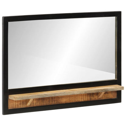 vidaXL Mirror with Shelf 80x8x55 cm Glass and Solid Wood Mango 1