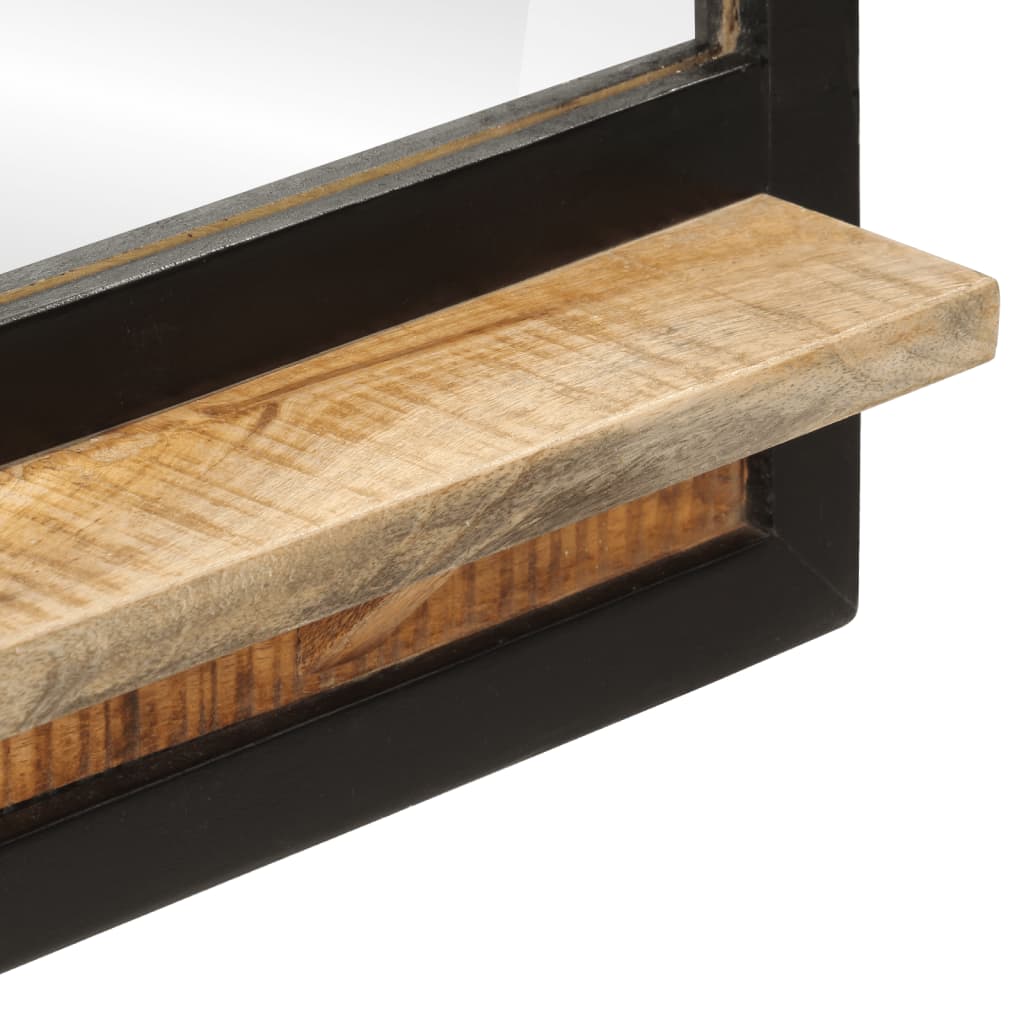 vidaXL Mirror with Shelf 80x8x55 cm Glass and Solid Wood Mango 6