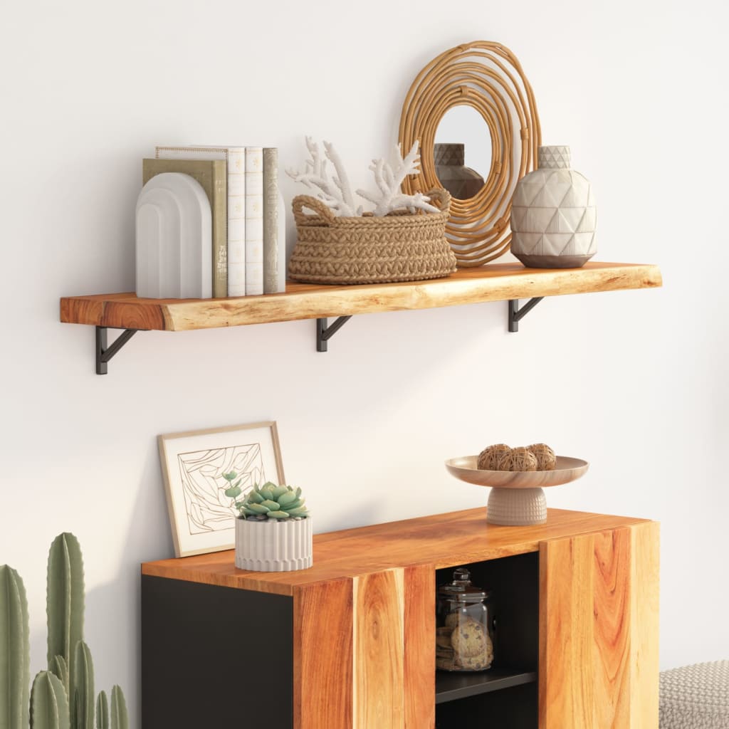 vidaXL Wall Shelf 120x20x2.5 cm Rectangular Solid Wood Acacia Live Edge 1