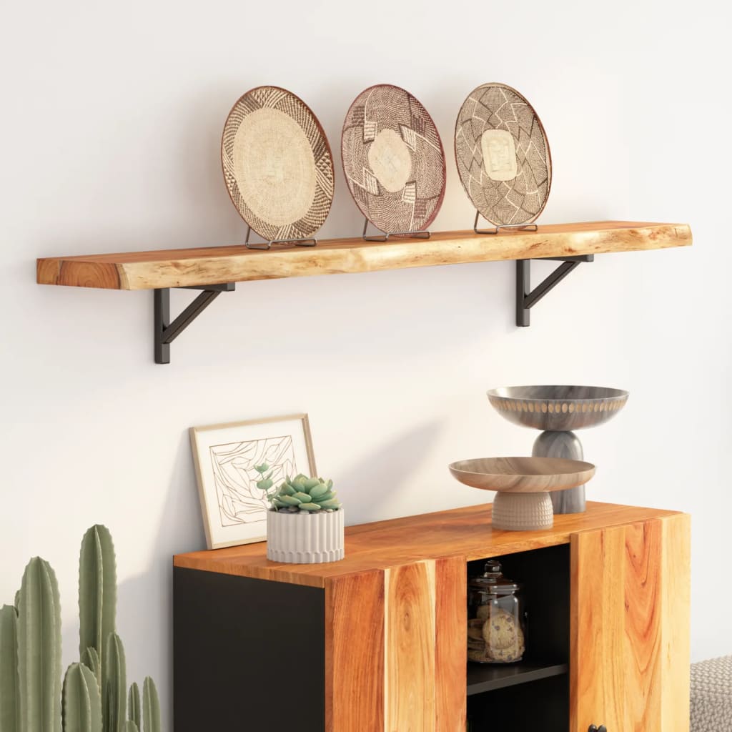 vidaXL Wall Shelf 160x20x2.5cm Rectangular Solid Wood Acacia Live Edge 1