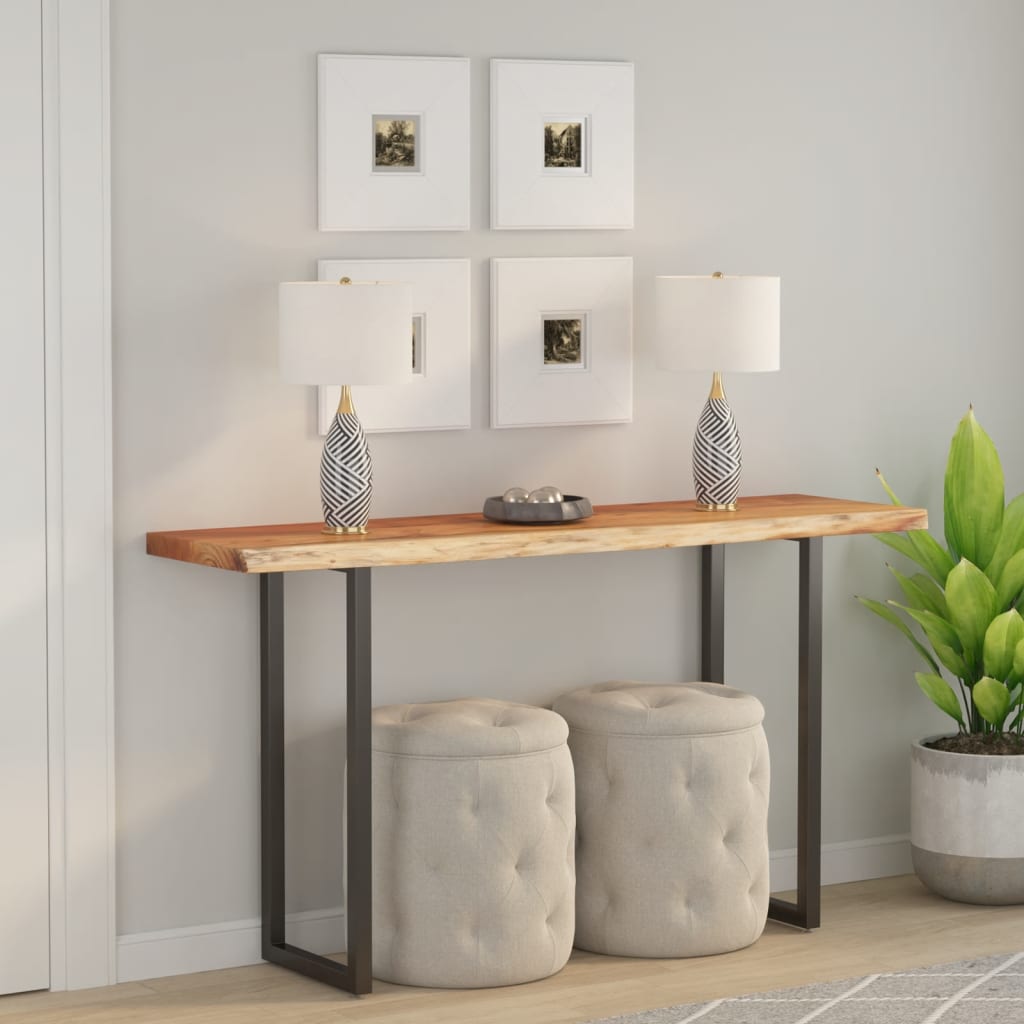 vidaXL Table Top 110x40x2.5 cm Rectangular Solid Wood Acacia Live Edge 1