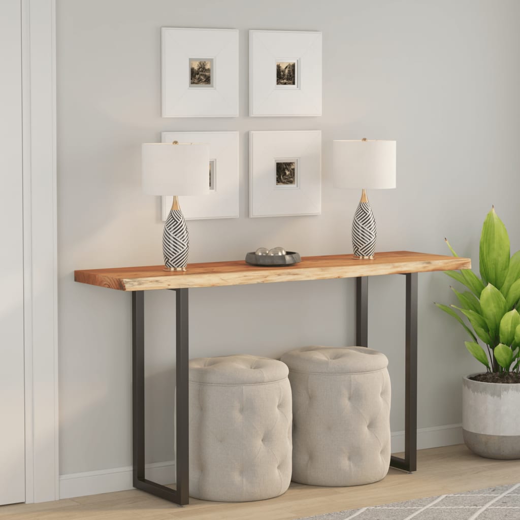 vidaXL Table Top Rectangular Solid Wood Acacia Live Edge Natural Height 2.5 cm Solid Acacia Wood Depth 40 cm