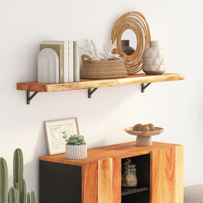 vidaXL Wall Shelf 110x30x3.8 cm Rectangular Solid Wood Acacia Live Edge 1