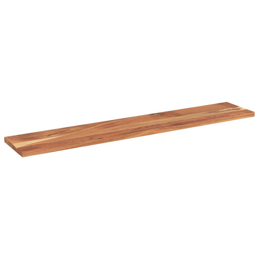 Rectangular solid wood acacia table top with a natural finish and visible wood grain