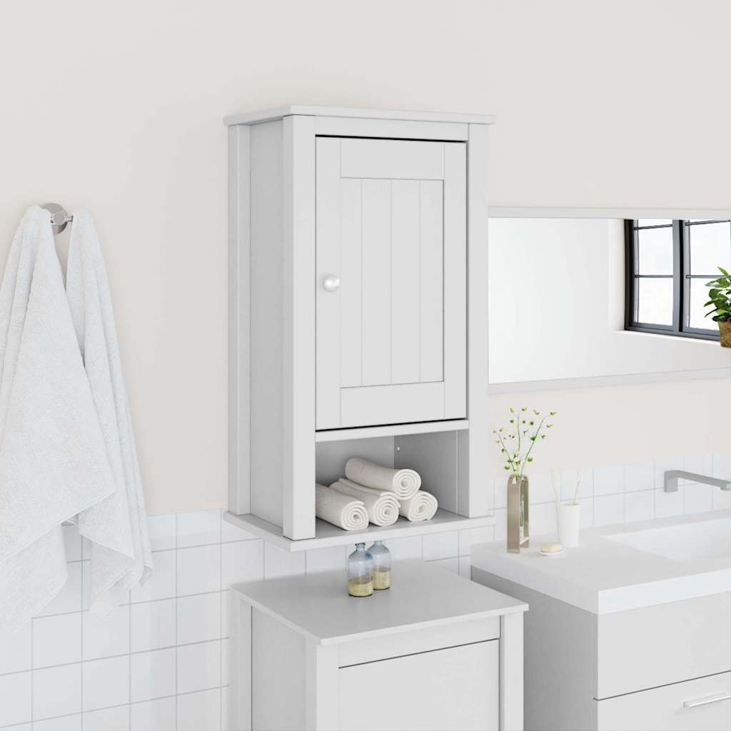 Bathroom Wall Cabinet "BERG" 69,5x27x71,5 cm Solid Wood White