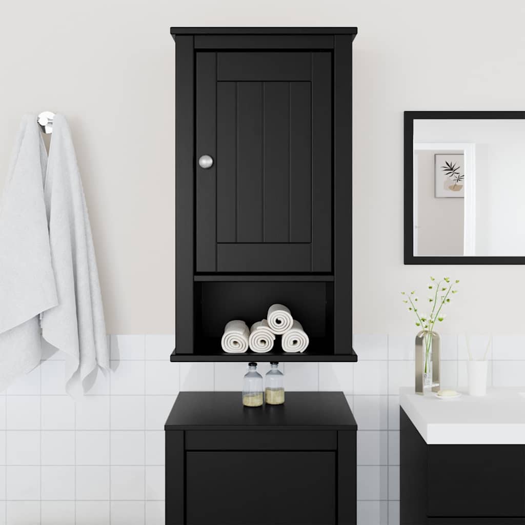 Bathroom Wall Cabinet "BERG" 69,5x27x71,5 cm Solid Wood Black