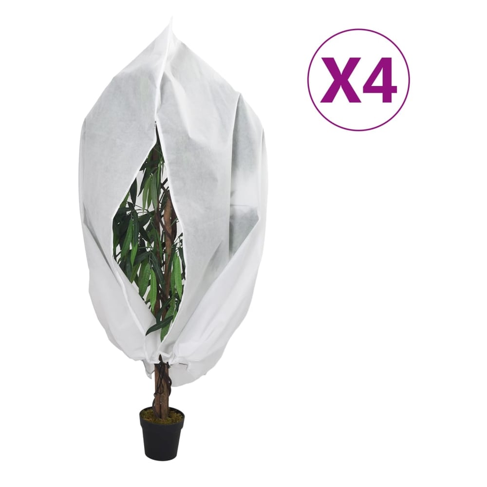 vidaXL Plant Fleece Covers with Zip 70 g/m² 1x1.55 m White 4 pcs