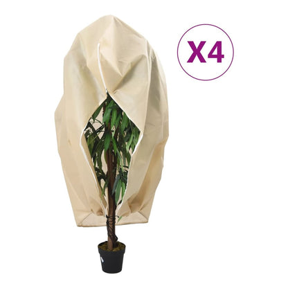 Plant Fleece Covers with Zip 70 g/m² 1x1.55 m Beige 4 pcs 3.93 m 3.5 m