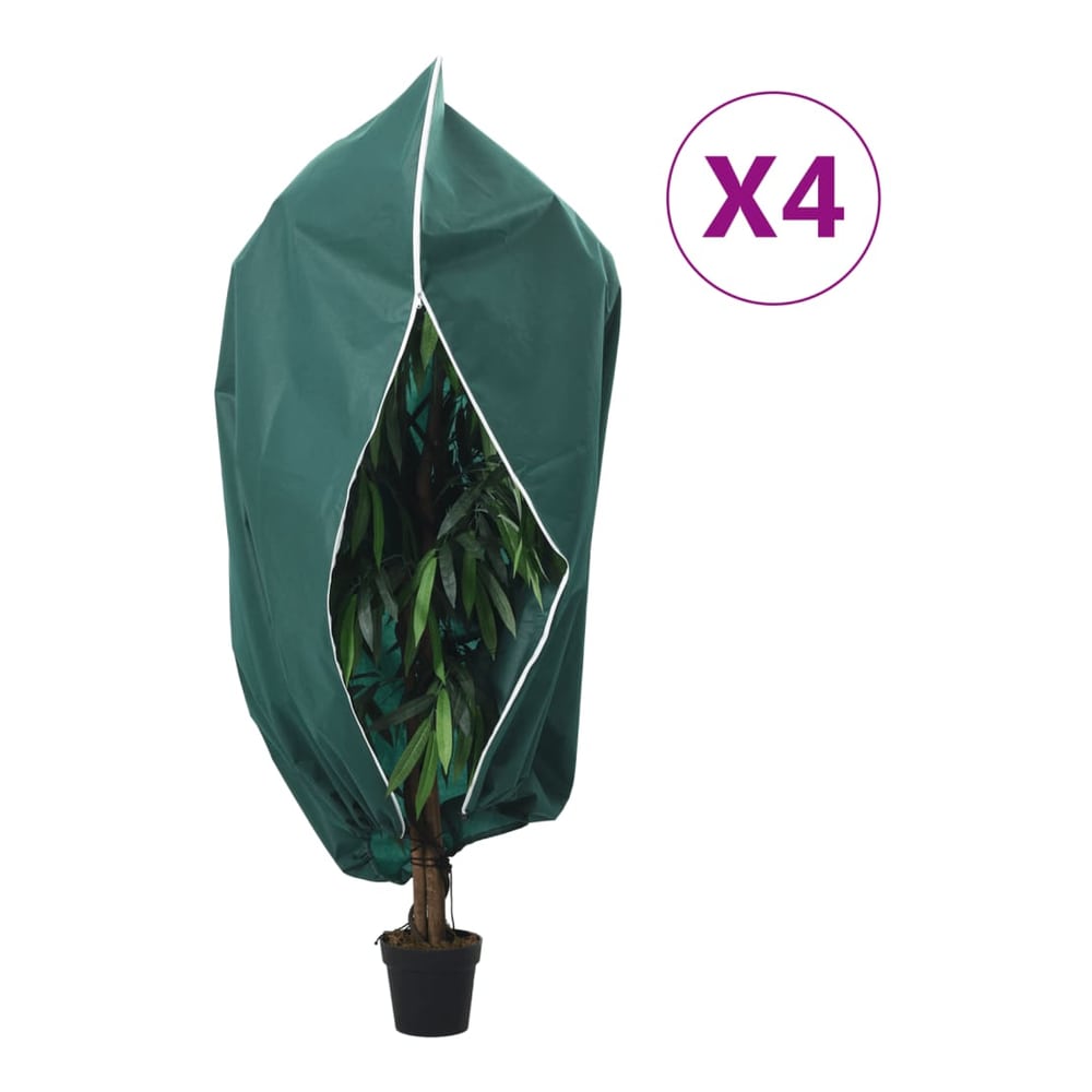 Plant Fleece Covers with Zip 70 g/m² 1x1.55 m Green 4 pcs 3.14 m 2.5 m