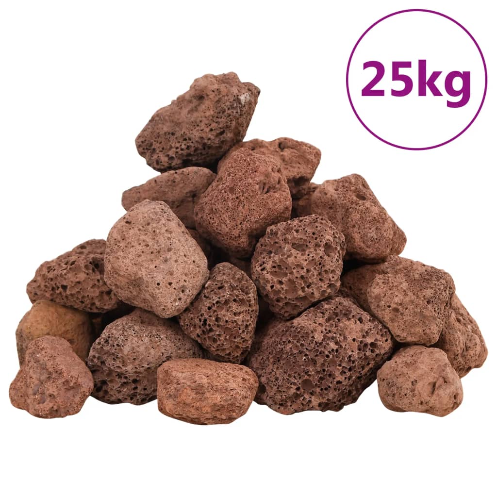 vidaXL Volcanic Rocks 25 kg Red 3-5 cm 2