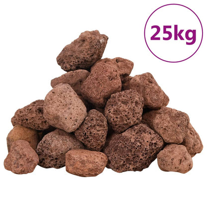 vidaXL Volcanic Rocks 25 kg Red 3-5 cm 2