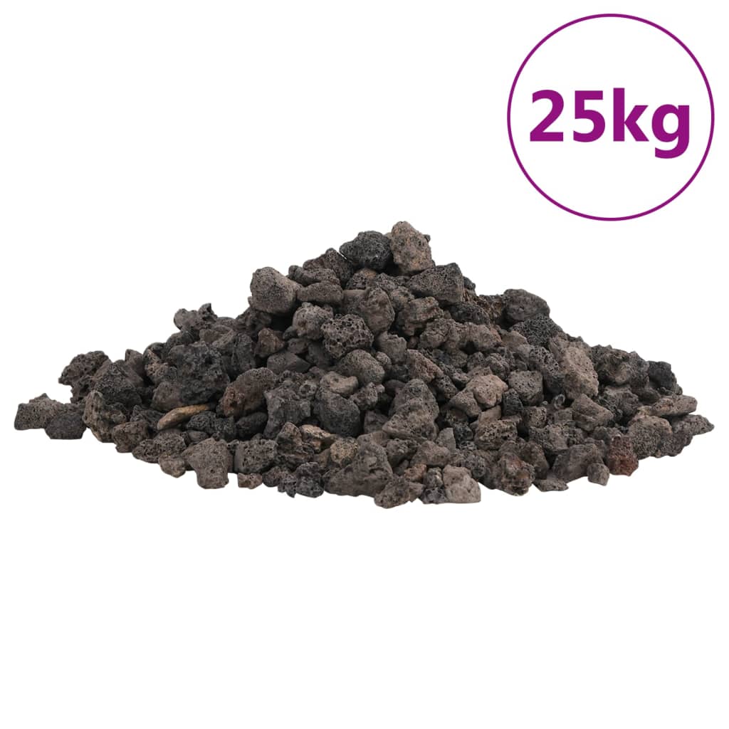 vidaXL Volcanic Rocks 25 kg Black 1-2 cm 2