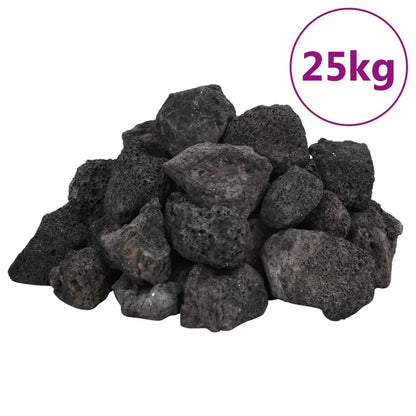 vidaXL Volcanic Rocks 25 kg Black 3-5 cm 2
