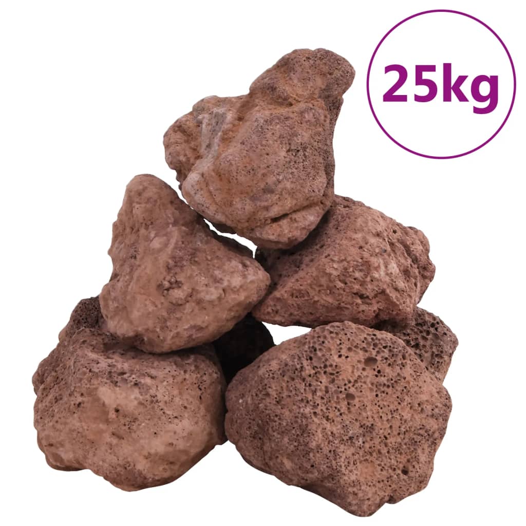 vidaXL Volcanic Rocks 25 kg Red 10-30 cm 2
