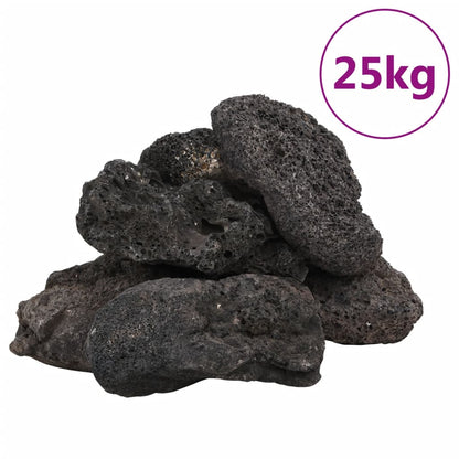 vidaXL Volcanic Rocks 25 kg Black 10-30 cm 2