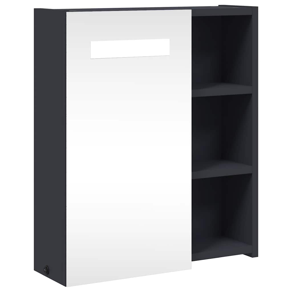 vidaXL Bathroom Mirror Cabinet with LED Light Grey 45x13x52 cm 2