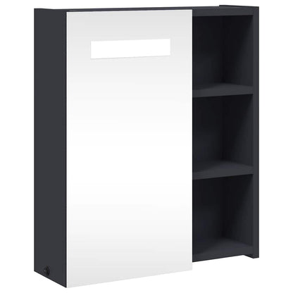 vidaXL Bathroom Mirror Cabinet with LED Light Grey 45x13x52 cm 2