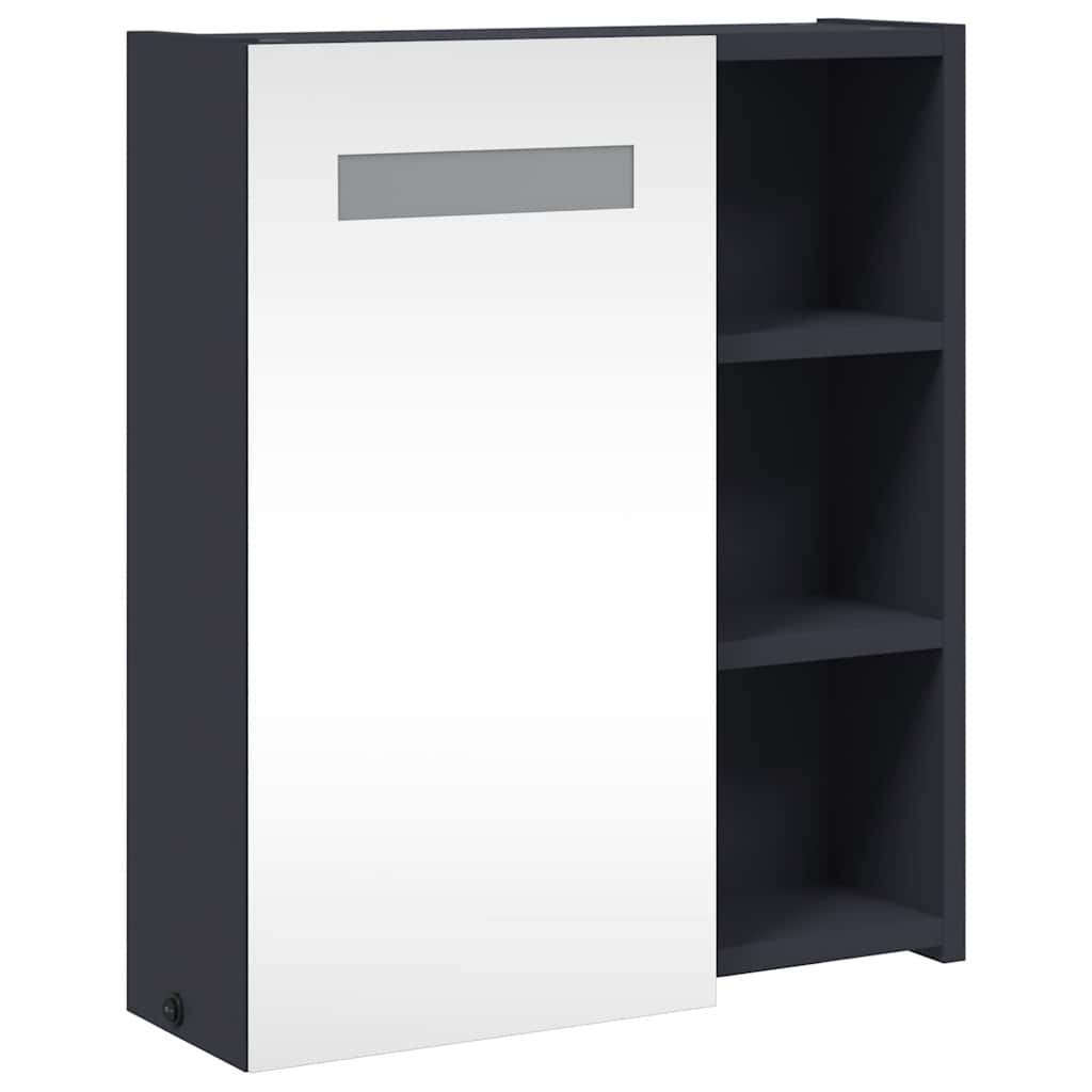 vidaXL Bathroom Mirror Cabinet with LED Light Grey 45x13x52 cm 4