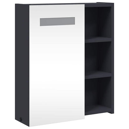 vidaXL Bathroom Mirror Cabinet with LED Light Grey 45x13x52 cm 4