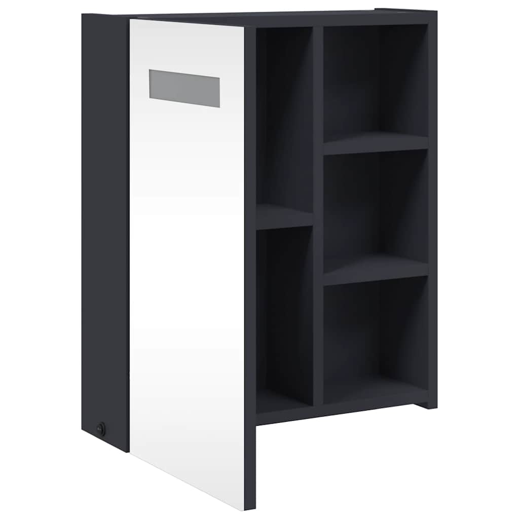 vidaXL Bathroom Mirror Cabinet with LED Light Grey 45x13x52 cm 5