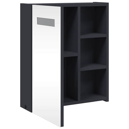 vidaXL Bathroom Mirror Cabinet with LED Light Grey 45x13x52 cm 5