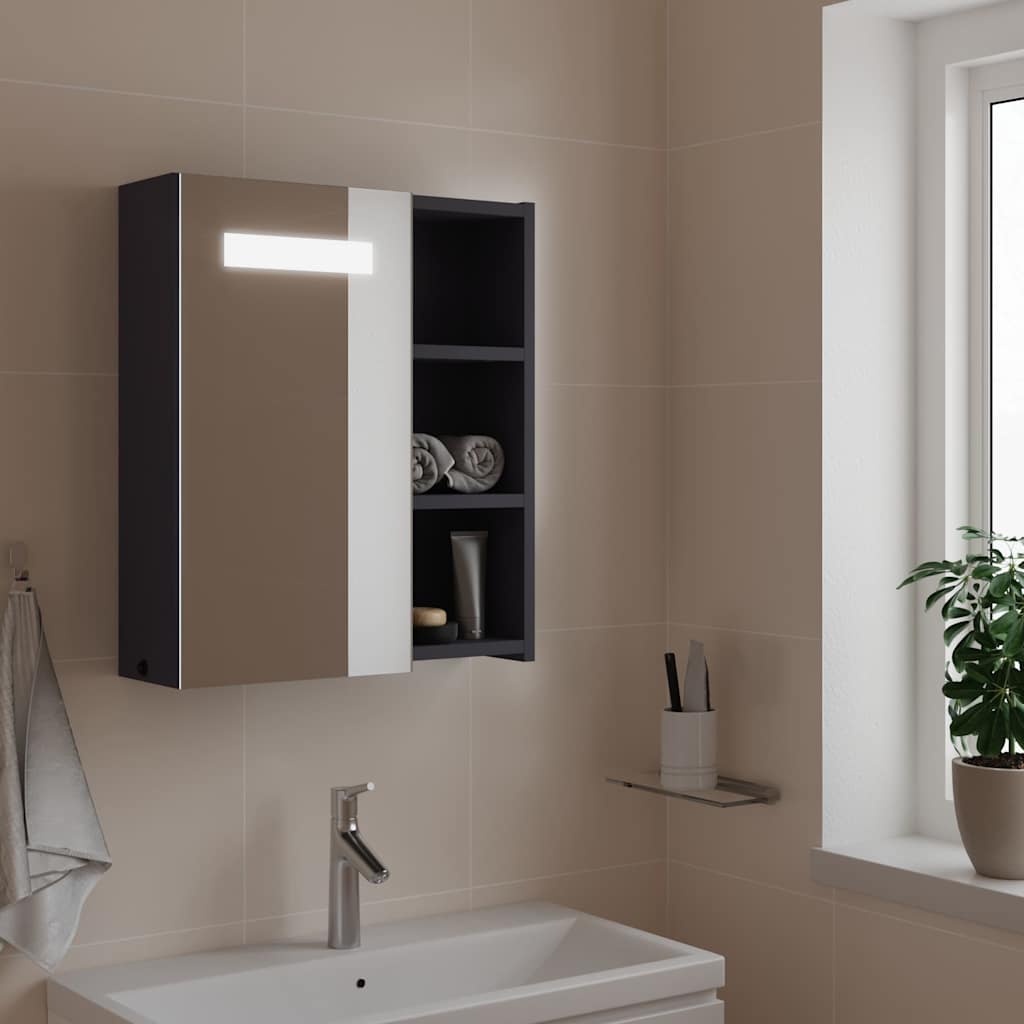 vidaXL Bathroom Mirror Cabinet with LED Light Grey 45x13x52 cm 1