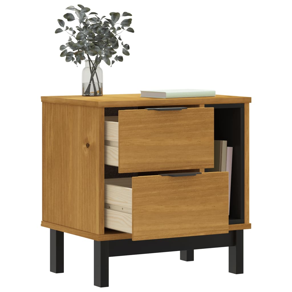 vidaXL Bedside Cabinet "FLAM" 49x35x50 cm Solid Wood Pine 3