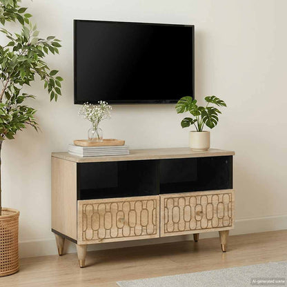 vidaXL TV Cabinet | Bleached Natural | Solid Mango Wood with Bleached Finish 1