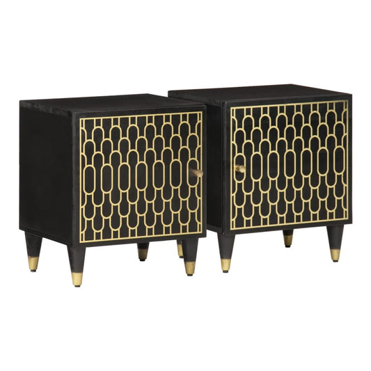 Bedside Cabinets 40x33x46 cm Solid Wood Mango Black 2