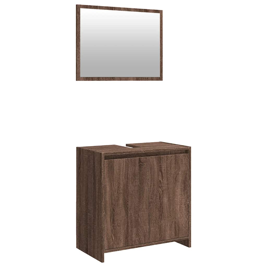 vidaXL 2 Piece Bathroom Furniture Set Brown Oak Engineered Wood 2