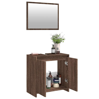 vidaXL 2 Piece Bathroom Furniture Set Brown Oak Engineered Wood 4