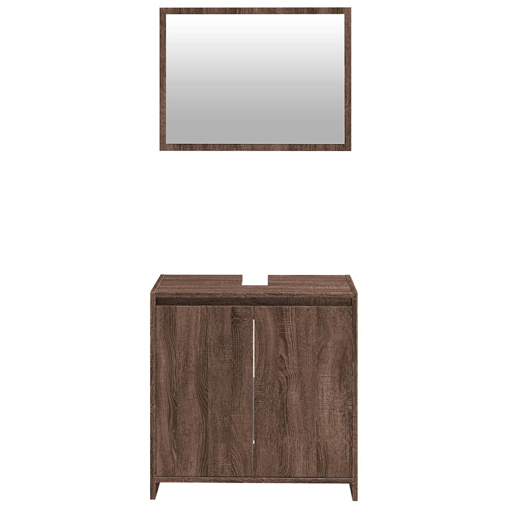 vidaXL 2 Piece Bathroom Furniture Set Brown Oak Engineered Wood 5