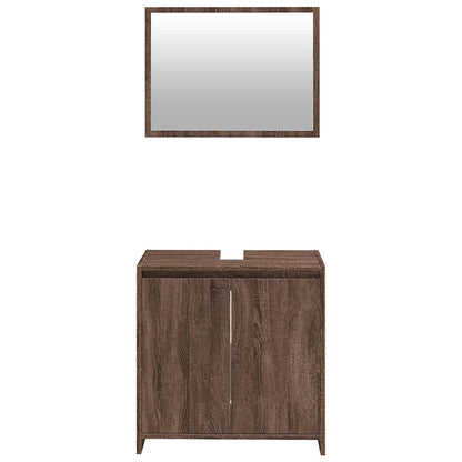 vidaXL 2 Piece Bathroom Furniture Set Brown Oak Engineered Wood 5