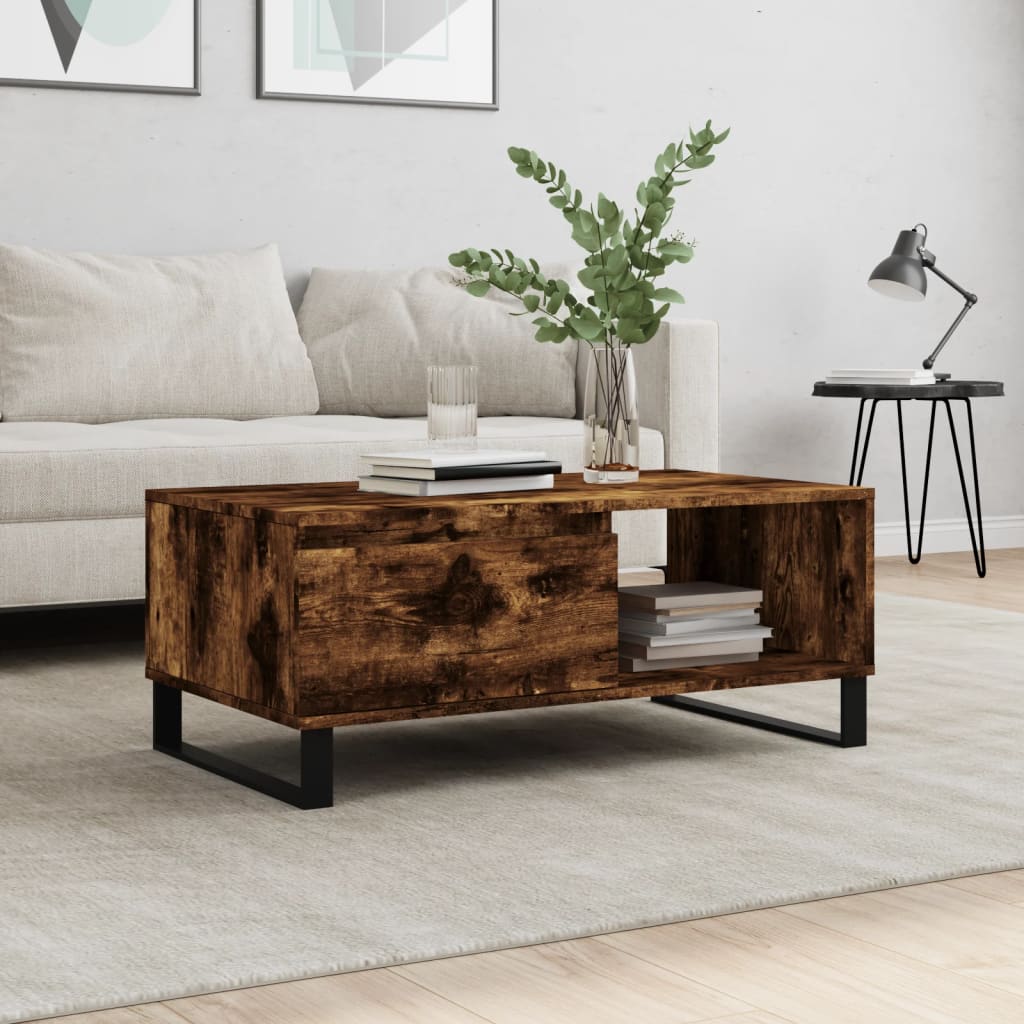 vidaXL Coffee Table Smoked Oak 90x50x36.5 cm Engineered Wood 1