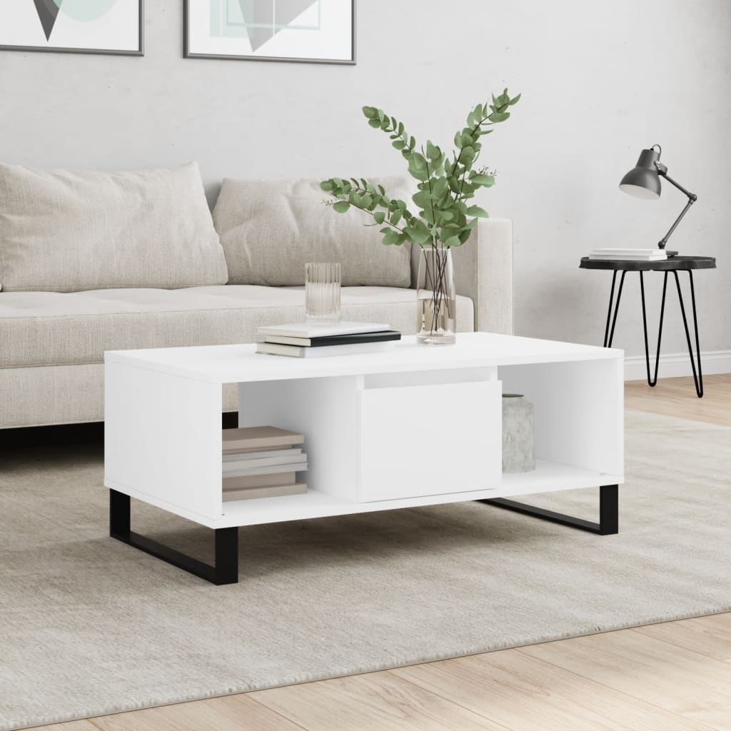 vidaXL Coffee Table White 90x50x36.5 cm Engineered Wood 1