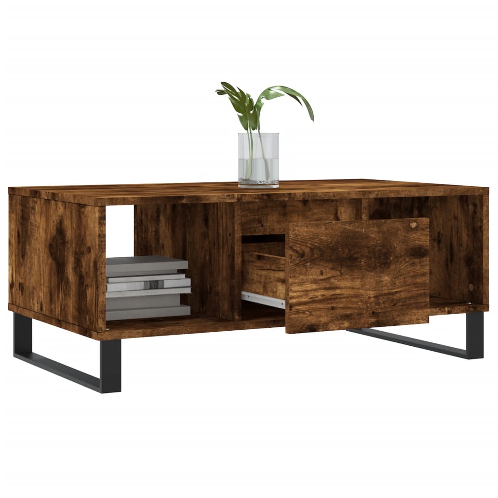 vidaXL Coffee Table Smoked Oak 90x50x36.5 cm Engineered Wood 4