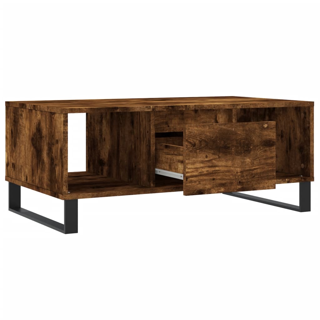 vidaXL Coffee Table Smoked Oak 90x50x36.5 cm Engineered Wood 6