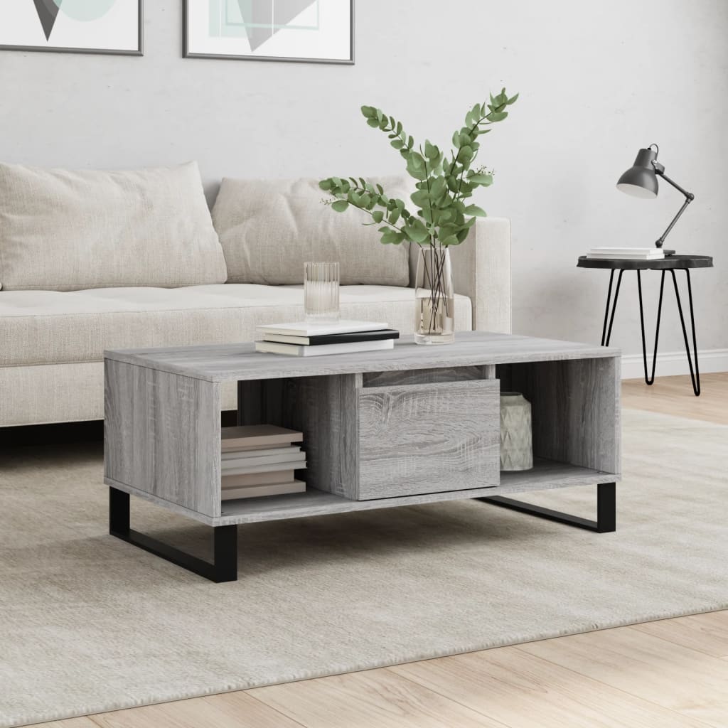 vidaXL Coffee Table Grey Sonoma 90x50x36.5 cm Engineered Wood 1