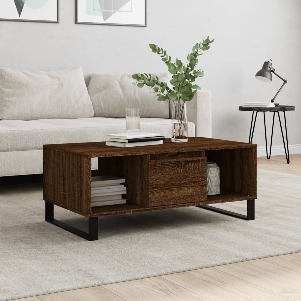vidaXL Coffee Table Brown Oak 90x50x36.5 cm Engineered Wood 1
