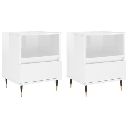 vidaXL Bedside Cabinets 2 pcs High Gloss White 40x35x50 cm Engineered Wood 2